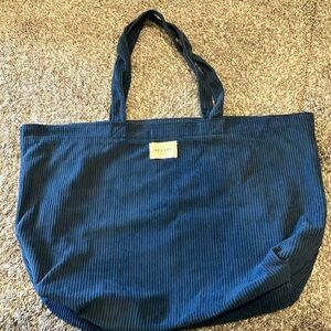 Sezane Paris Navy Blue Corduroy Tote Shoulder Carry All Bag NEW